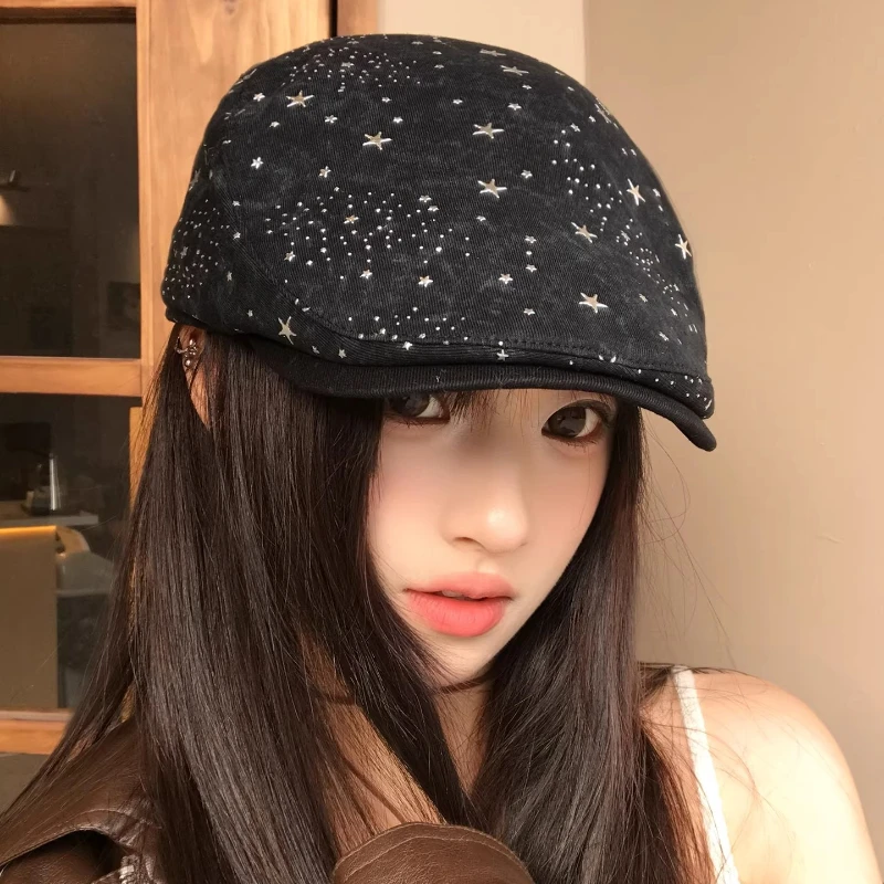 

Ретро-береты с принтом в стиле Ins, Y2K, весенне-летние, новые модные универсальные повседневные шляпы-художника для женщин с защитой от солнца