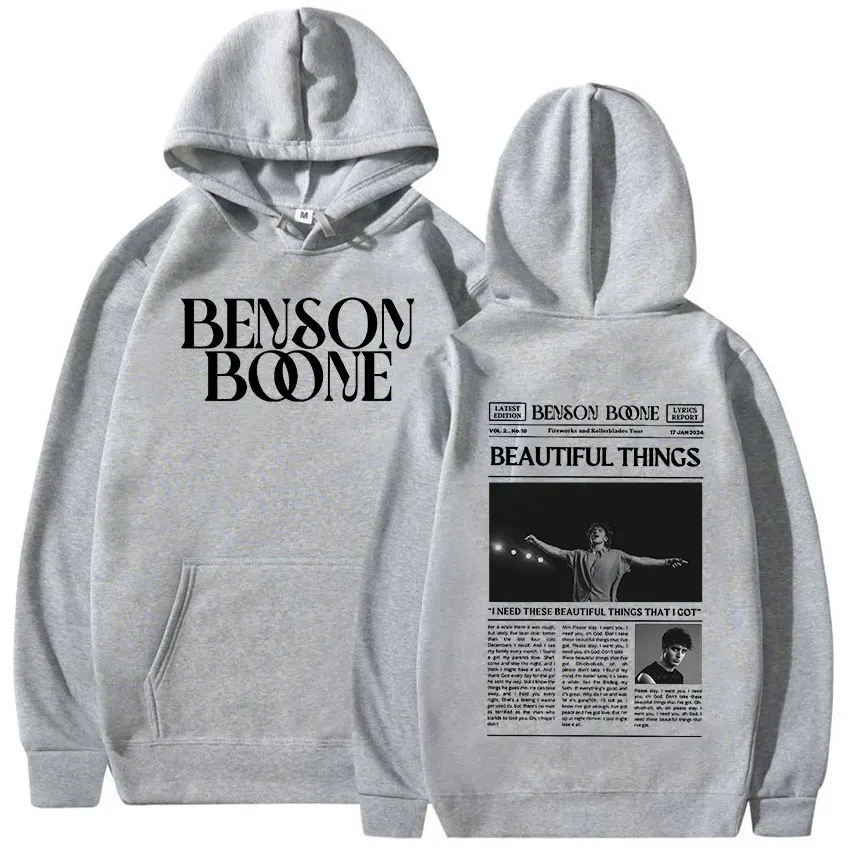 Benson Boone Pullover Hoodie Fireworks and Rollerblades 2024 World Tour Sweatshirt Men's Women Hip Hop Fashion Oversized Hoodies