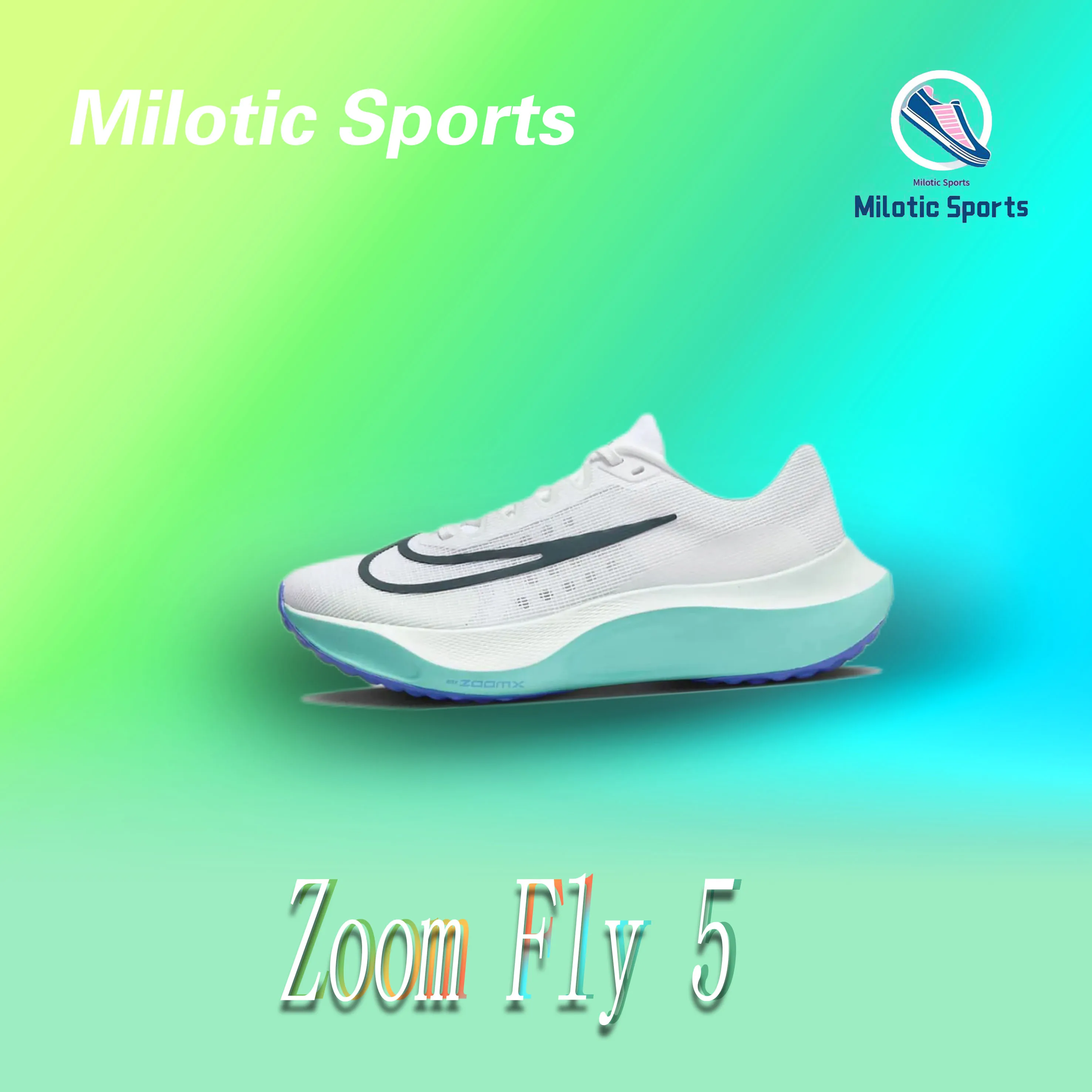 Nike Zoom Fly 5 versatile wear-resistant breathable sports and leisure shoes Men's and women's sports shoes white-blue