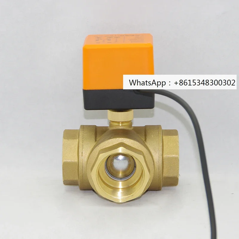 Electric ball valve two way three way control 220V12V24V air conditioning fan coil solar energy 4 points 6 points DN15 20