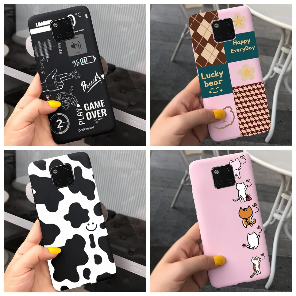 Case For Huawei Mate 20 Pro Shockproof Matte Soft Cover For Huawei Mate20 Mate20Pro Cartoon Liquid Silicone Candy Housing Etui