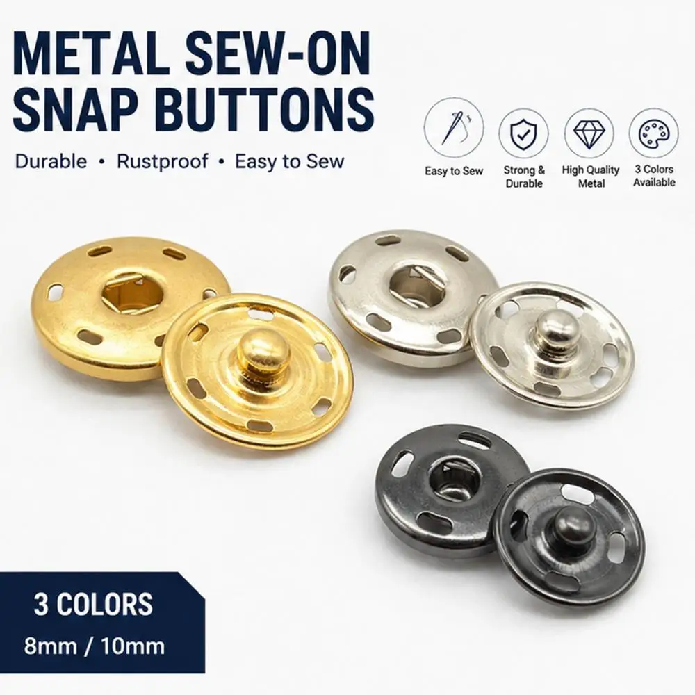 10-100 Sets 10-21mm Metall-Druckknöpfe, Silber-Schwarze Druckknöpfe für Handwerk und Kleidung, Druckknopf-Set