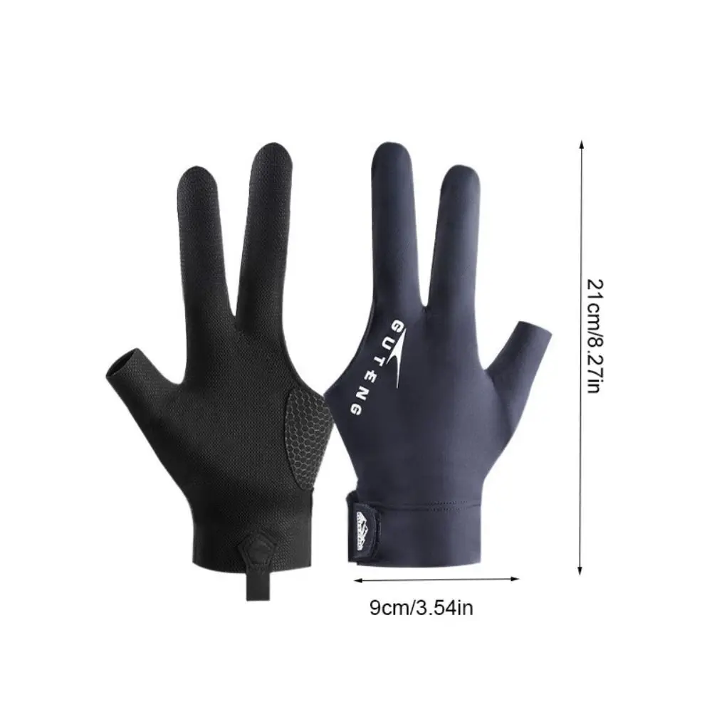 اليد اليسرى قفازات البلياردو المضادة للعرق مقاومة للاهتراء ثلاثة أصابع قفازات عدم الانزلاق مرونة البلياردو قفازات التدريب رجل