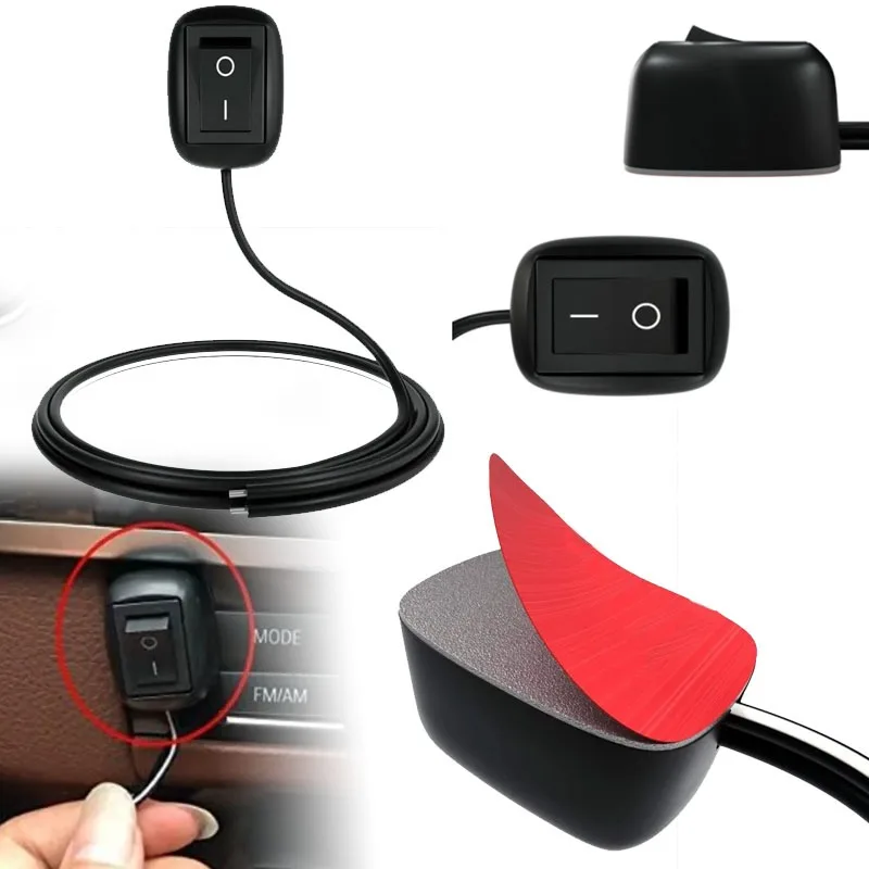 

Universal Mini Button DC 12V 60cm/100cm Car Switch Paste Type Toggle Switch with Cable Fog Ring Drive Lights Neon Lights Button
