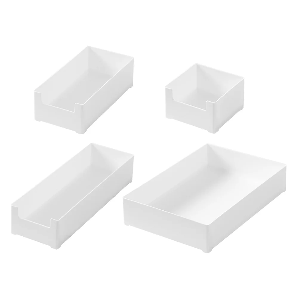 

4Pcs Stackable Drawer Organizer Set Premium PP Plastic Organizers for Makeup Utensils Stationery Desk Bathroom Vanity