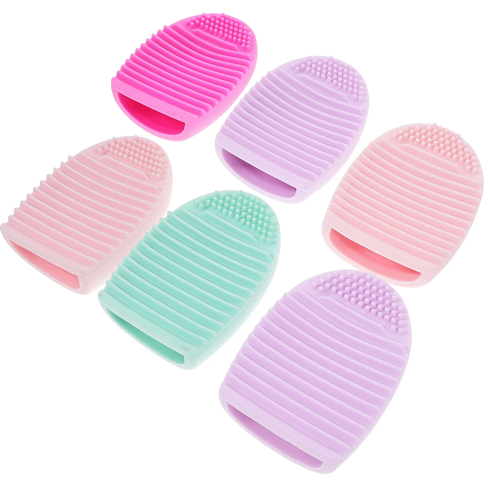 

6Pcs Makeup Brush Cleaning Mat Silicone Scrubber Easy Wash Ready to Use Again Mixed Color Beauty Cleaner Brush Cleaning Pad