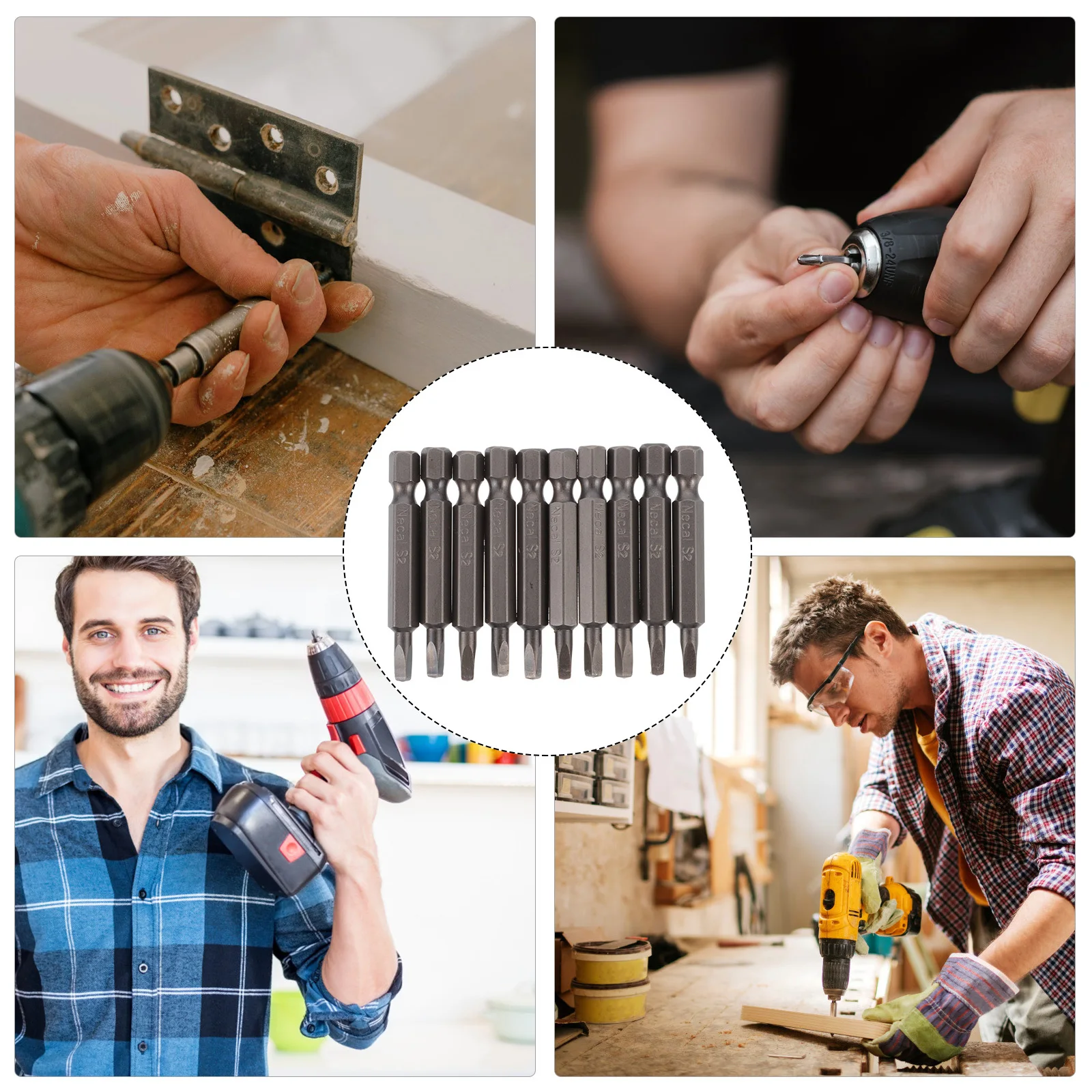 

10Pcs Square Head Screwdriver Bits S2 Steel Magnetic for Electric Drills Repair Tools Extension Bits Kit