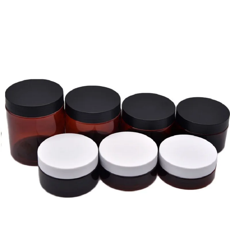 24Pcs Plastic Container Clear Brown Refillable Bottle 50g 80g 100g 120g 150g 200g 250g Matte White Black Lid Cosmetic Cream Jars