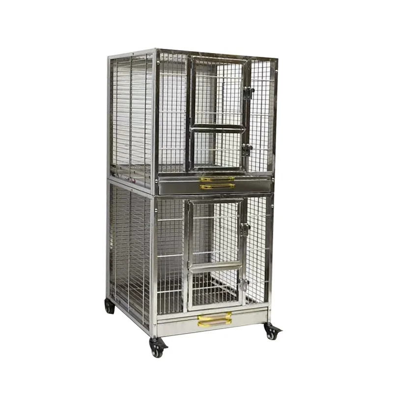 304 Stainless Steel Luxury Parrot Cage Triple Tier Eco-friendly Galvanized Surface Zipper Closure Bird Cage 156x95x117cm 15kg