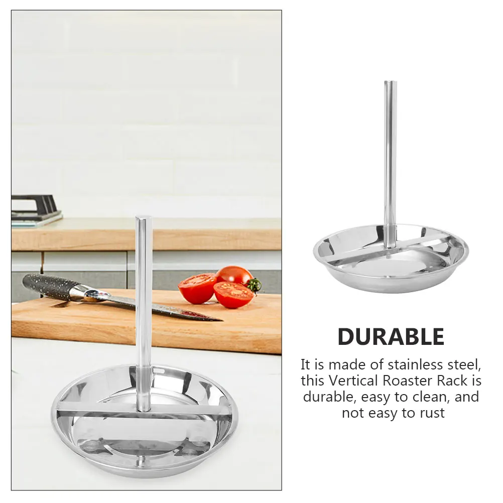 

Chicken Rack Grilled Tray Roaster Pan Vertical Holder Barbecue Tool Outdoor Stainless Steel Easy Clean Not Rust Suitable