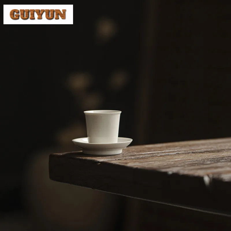 20ml Plant Ash Master Cup Set Zen Ceramic Tea-calix Small Tasting Mug With Coaster Luxury Tea Cup Cafes Gift Kung Fu Teaware
