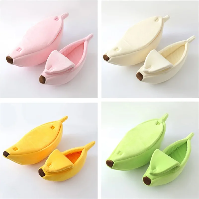Banana Shaped Deep Sleep Pet Nest Warm Winter Cat Bed Indoor Soft Small Dog Cat Sleeping House Furniture view 3