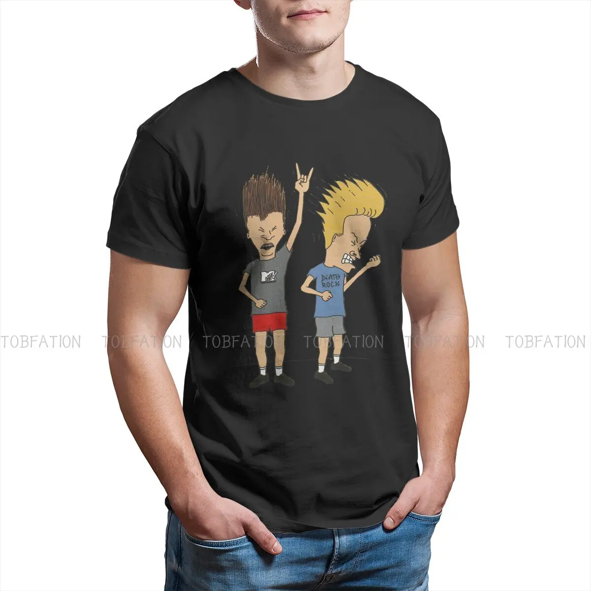 Beavis and Butthead Funny Sarcastic Cartoon Rock Tshirt Graphic Men Tops Vintage Summer Clothing Harajuku Polyester T Shirt