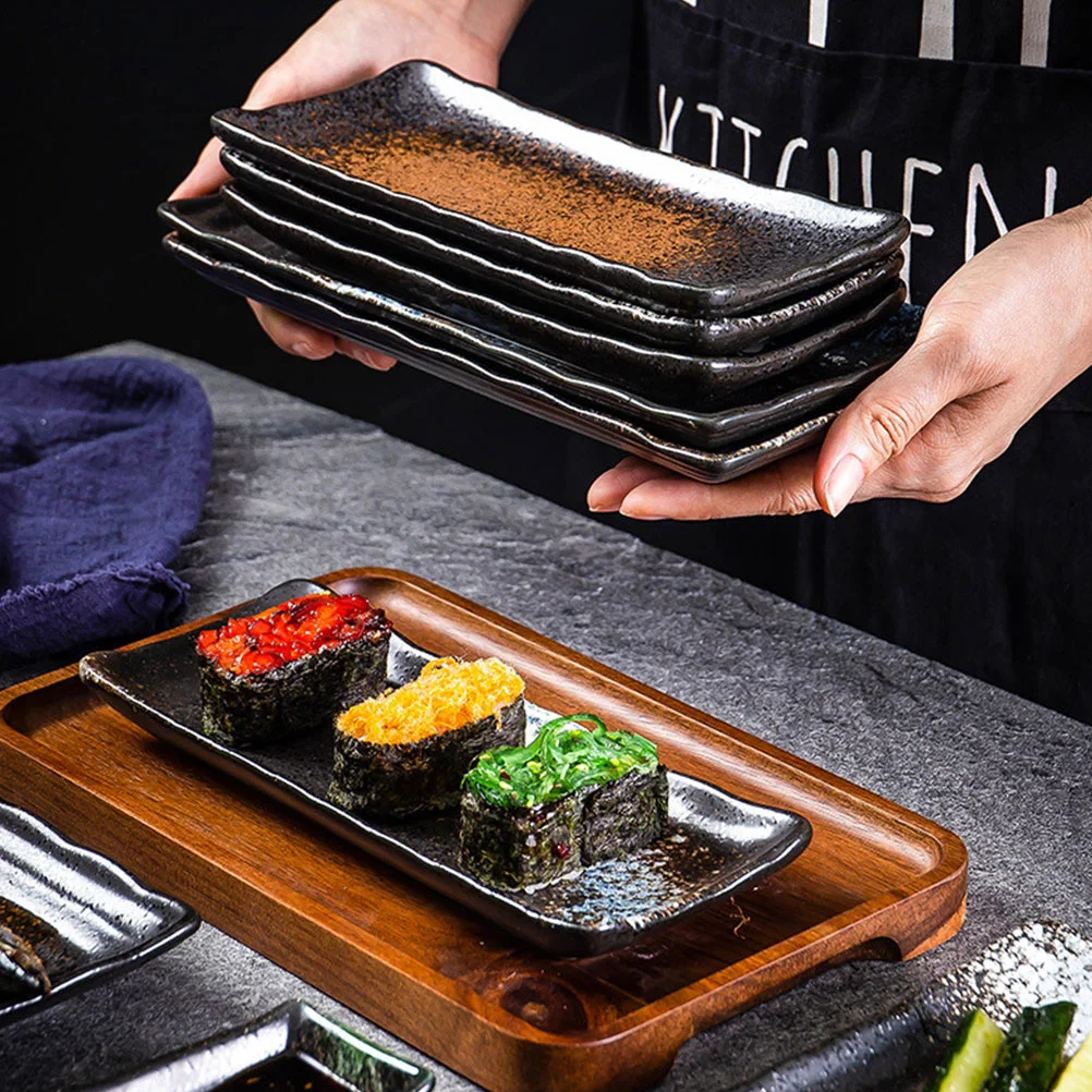 

Dessert Plates Japanese Sushi Style Porcelain Dinnerware Blue Decorative Sauce Dish