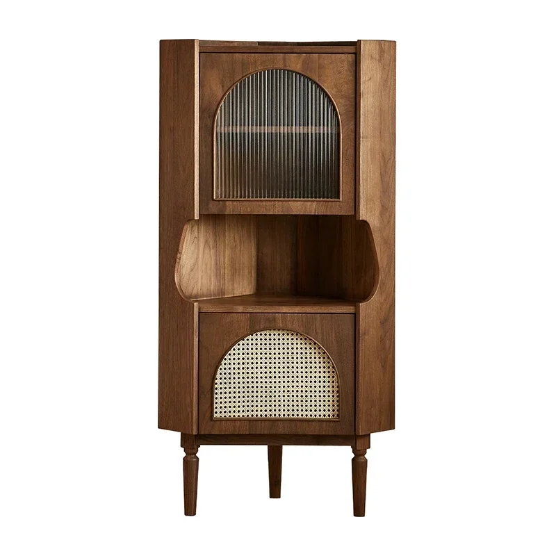 

Угловой шкаф для гостиной из черного ореха, угловой шкаф для хранения вещей, боковой шкаф в стиле ретро