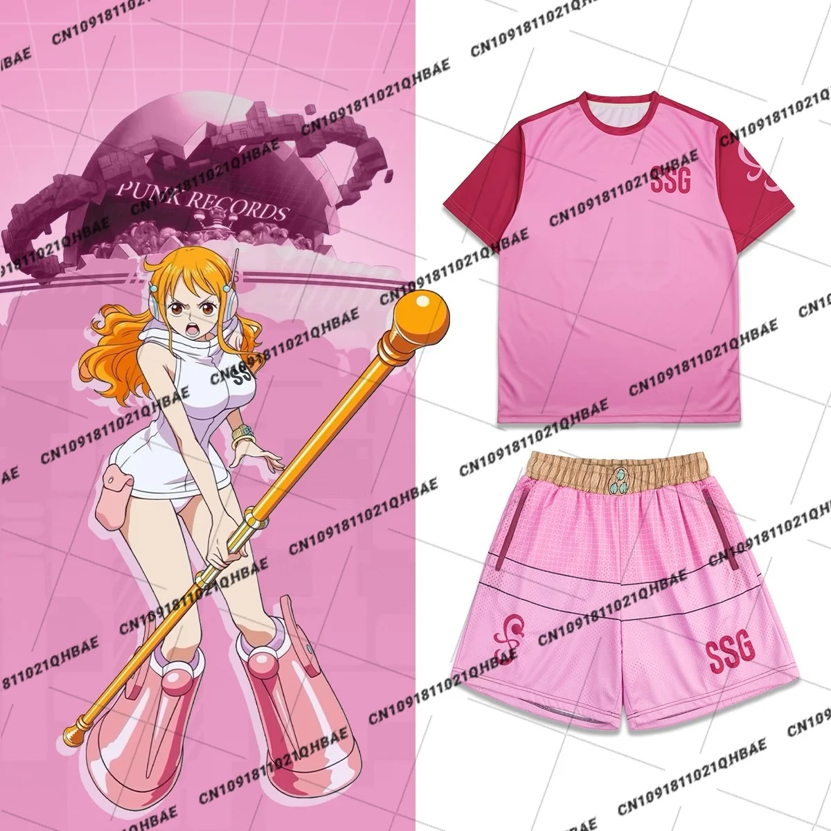Nuevo Conjunto de Camiseta y Pantalones Cortos Oversize para Hombre, Estilo Deportivo y Casual, para Entusiastas del Anime Nami de Egghead Island 2026