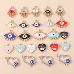 10Pcs Mix Turkish Lucky Eyes Charms Enamel Evil Eye Charms Pendants for Dangle Earrings Bracelet Necklace Keychains DIY Jewelry