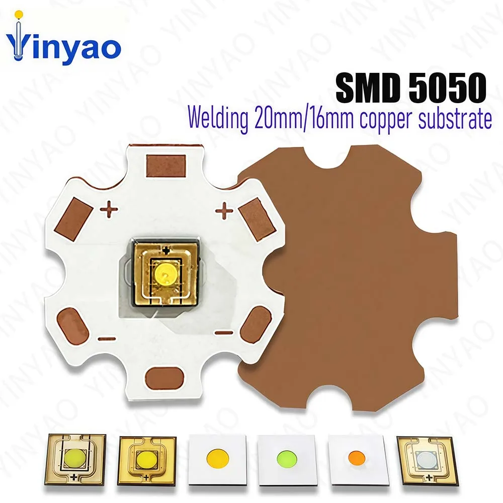 1Pcs 20W 15W 8W LED Chips Warm Natural White Golden Green Blue  SMD5050 Chips With 20mm PCB For Flashlight Torch Accessory Bulb