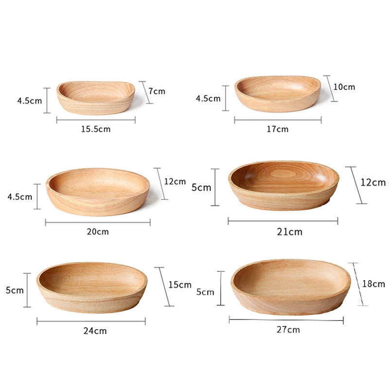 Boat Shape Serving Bowl for Fruits or Salad, Natural Solid Oval Wooden Bowl