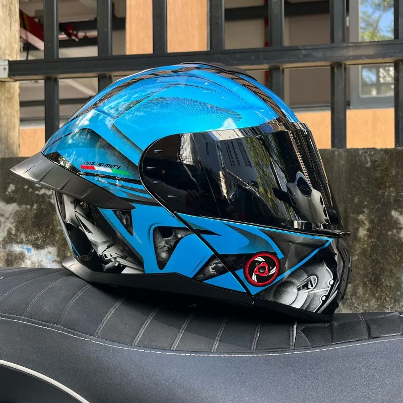 Motorcycle Flip Up Helmet Double Mirror Large Tail Four Seasons Full Face Cascos Para Moto Racing Motocross Night Vision Lenses