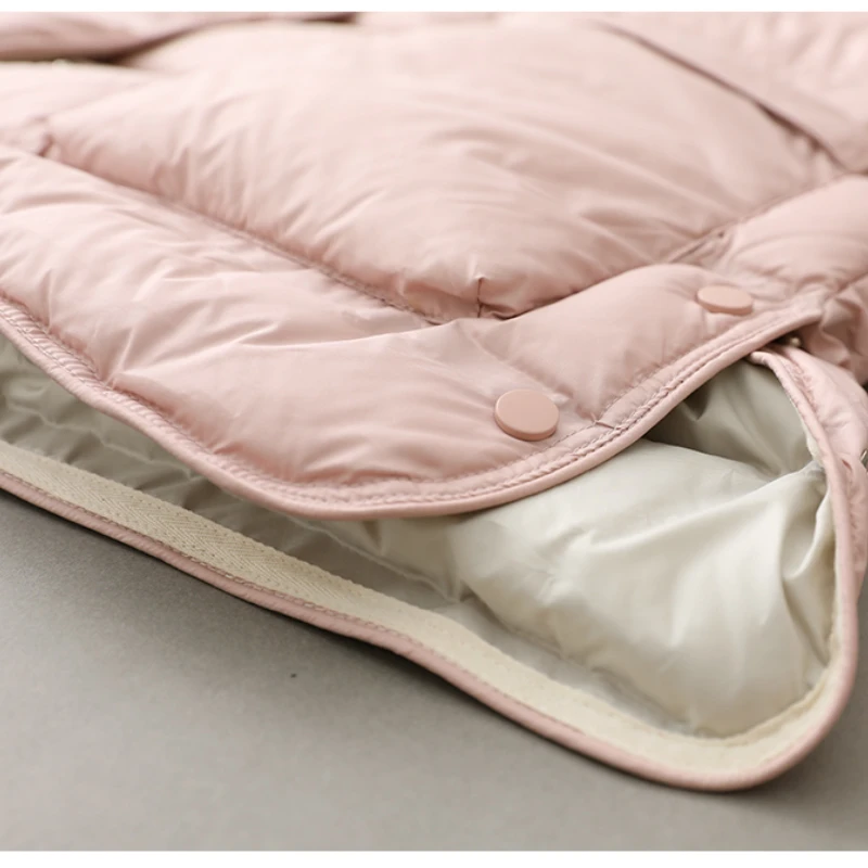 Vimly Short Puffer Down Coats Jacket for Women 2023 Spring Winter Lightweight Warm Loose Solid Stand Collar Side Slit Outwear