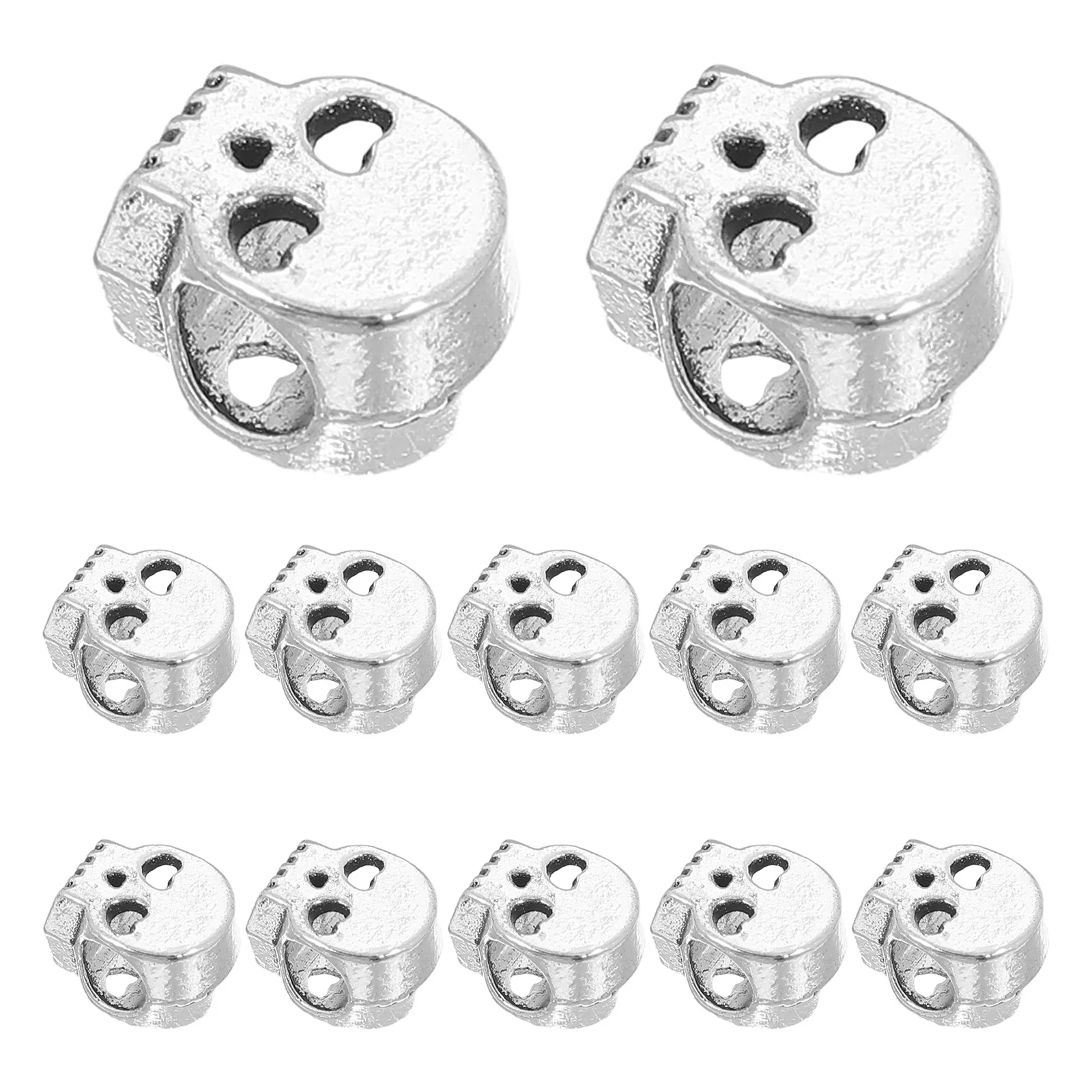 100Pcs Skull Head Beads Large Hole 4.5mm Silver Alloy Spacer Beads for DIY Jewelry Making Halloween Crafts Bracelet Necklace