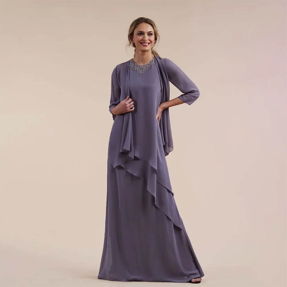 2024 New Chiffon Mother Of The Bride Dresses with Jacket Custom Made Wedding Guest Gowns Plus Size  Formal Prom wear