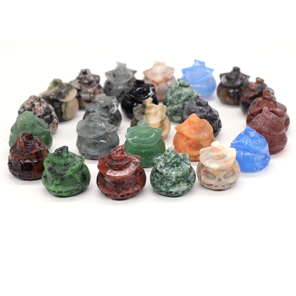 

30mm Witch Hat Pumpkin Skull Natural Stones Carving Ghost Head Healing Crystals Figurines Crafts Halloween Decoration for Home