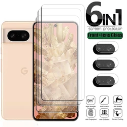 6 en 1 para Google Pixel 8 vidrio para Google Pixel 8 vidrio templado 9H HD película transparente Protector de pantalla Pixel 7 6 7A 6A 8 lente de vidrio