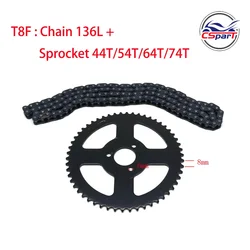 44T 54T 64T 74T T8F 26 29 35 54 Rear Sprocket + Chain For Razor EVO X-Treme IZIP Scooter 47CC 49CC  Mini Moto Quad Dirt Pit Bike