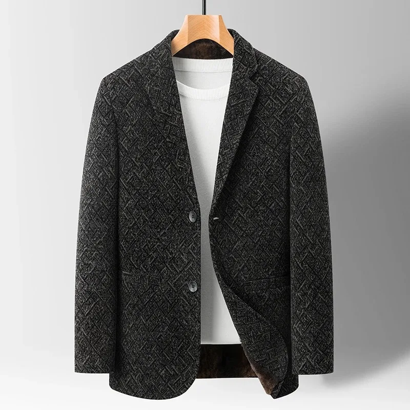 

High-end 2024 New Men's Fashion Handsome Everything Trend Smart Casual Polyester Autumn and Winter Blazers Single Breasted