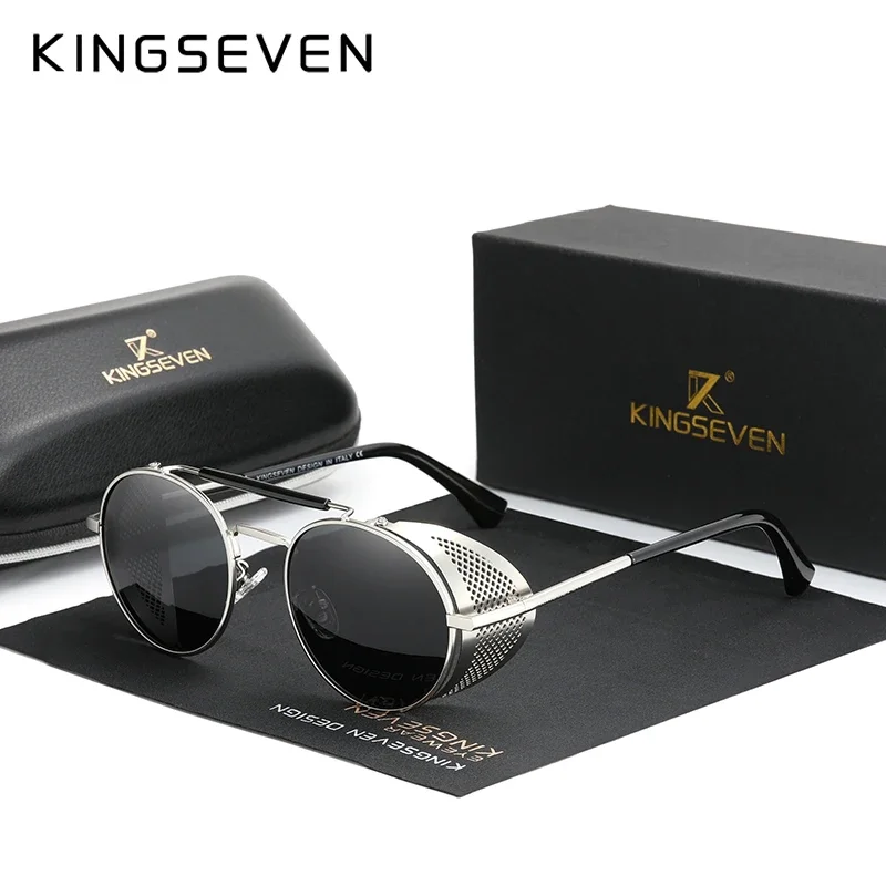 Kingseven Nam Kính Phân Cực Phong Cách Khoa Học Viễn Tưởng Kính Mát Tròn Nam Retro Nữ Kính Chống Nắng Cho Nam Phong Cách Vintage