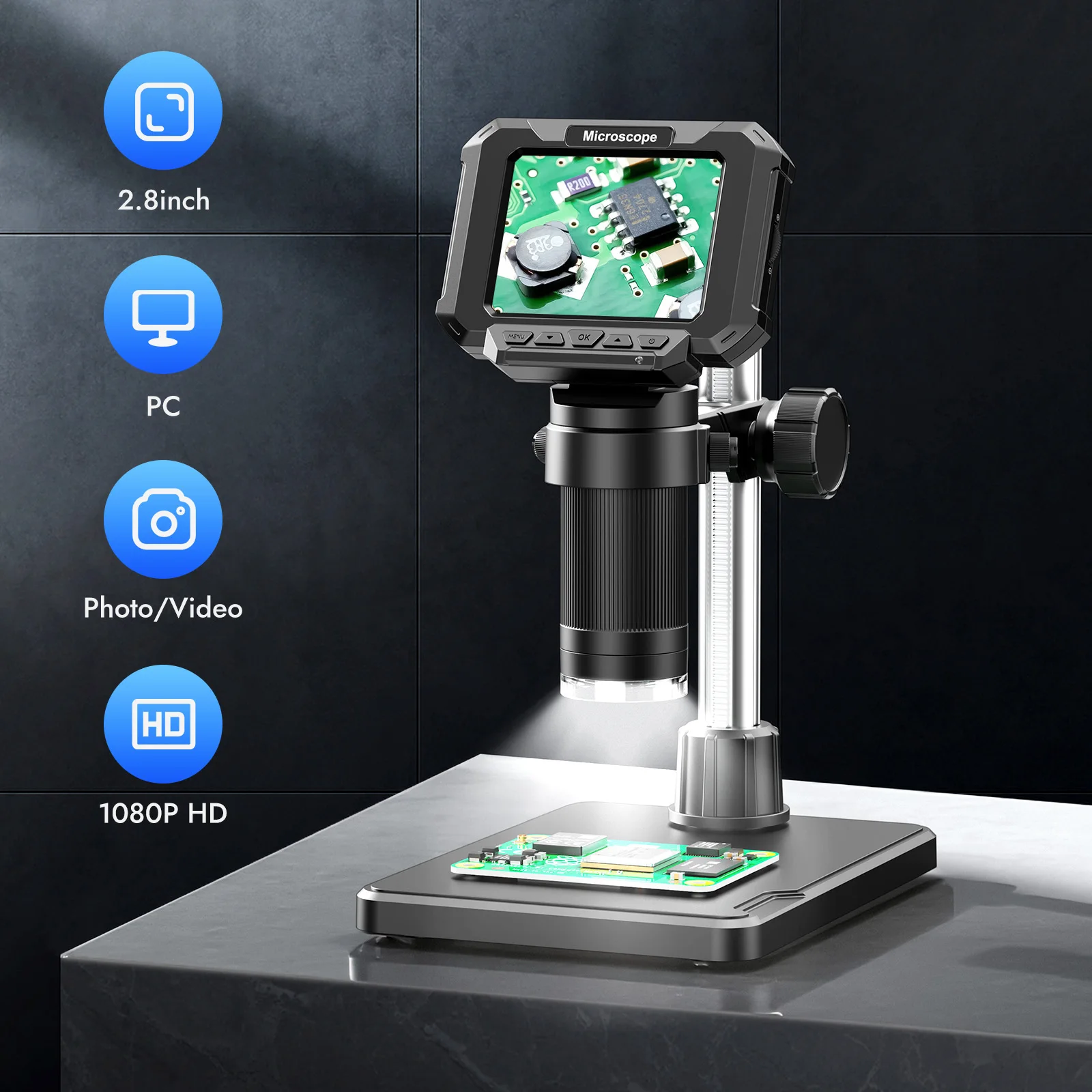 2.8inch Digital Coin Microscope 1000X Coin Magnifier with Screen for Error Coins Compatible with Windows/MacOS Tools for Repair