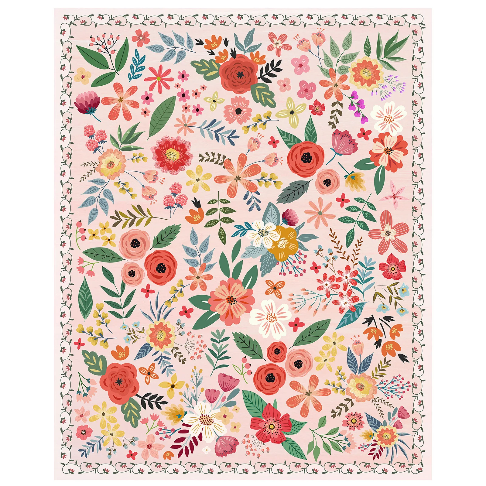 

8'x10' Washable Super Soft Boho Floral Rug Low Pile Non Slip Indoor Carpet Vintage Style for Large Living Room Bedroom