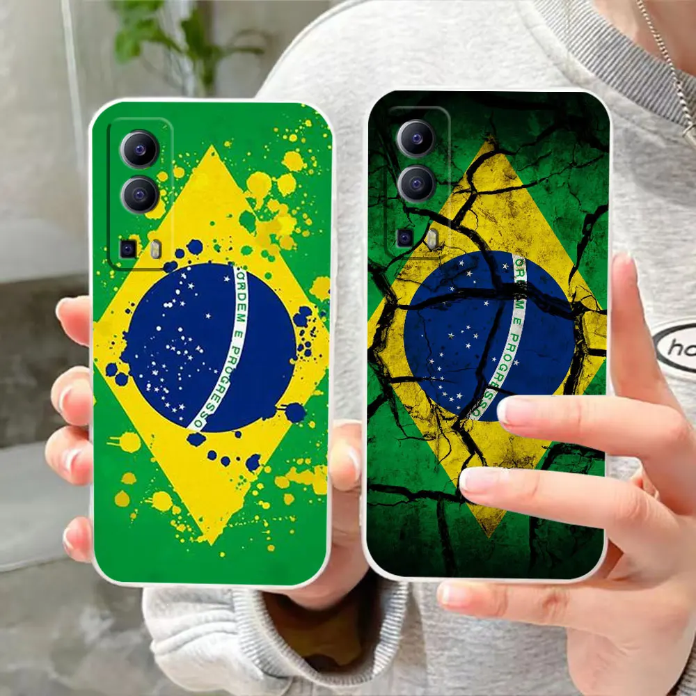 Clear Phone Case For VIVO Y30 Y32 Y33S Y50 Y51S Y52S Y53S Y55S Y66 Y77 Y93 Y95 Y97 V20 V21 5G 4G Case Funda Shell Brazilian Flag