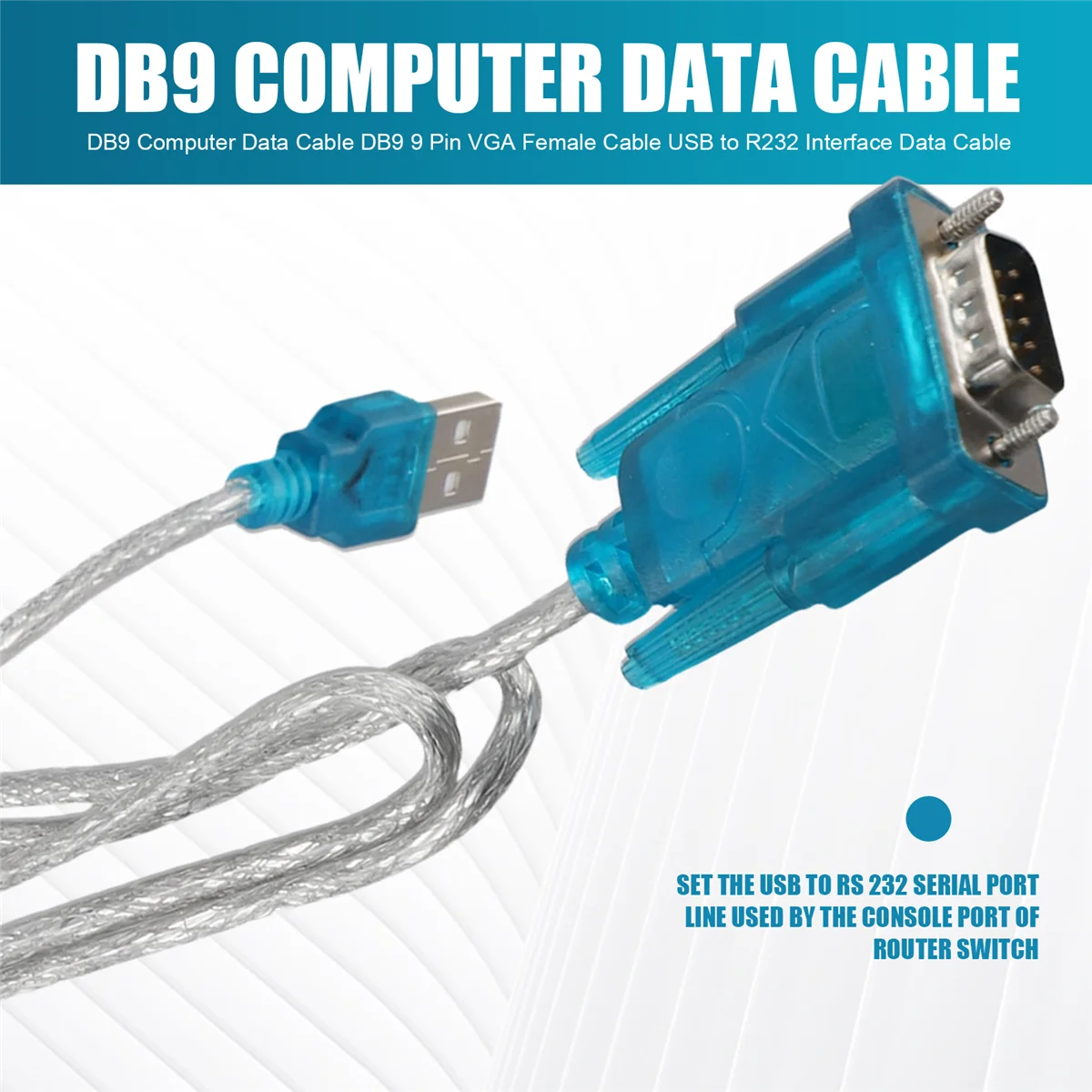 DB9 Computer Data Cable DB9 9 Pin VGA Female Cable USB to R232 Interface Data Cable HOT