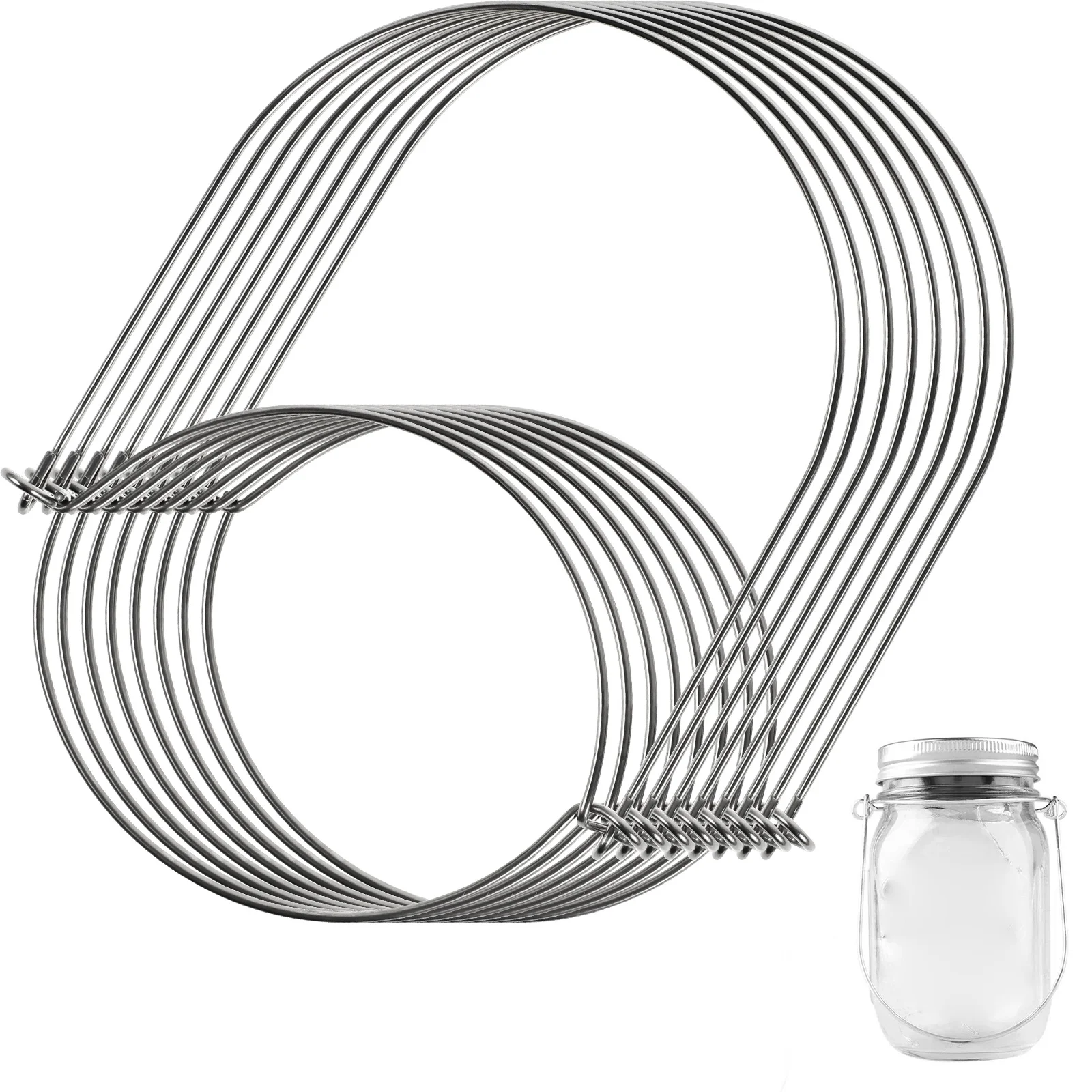 

8 pcs Mason Jar Wire Handles Stainless Steel Rustproof Portable Canning Jars Hangers For Mason Jar Decor Led Lights Storage Rack