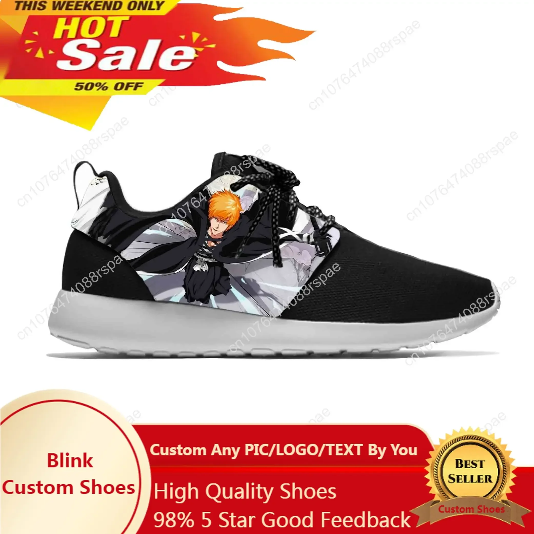 

Anime Manga Cartoon Bleach Kurosaki Ichigo Running Shoes Casual Breathable Mesh Sports Shoes Lightweight Men Women Hot Sneakers
