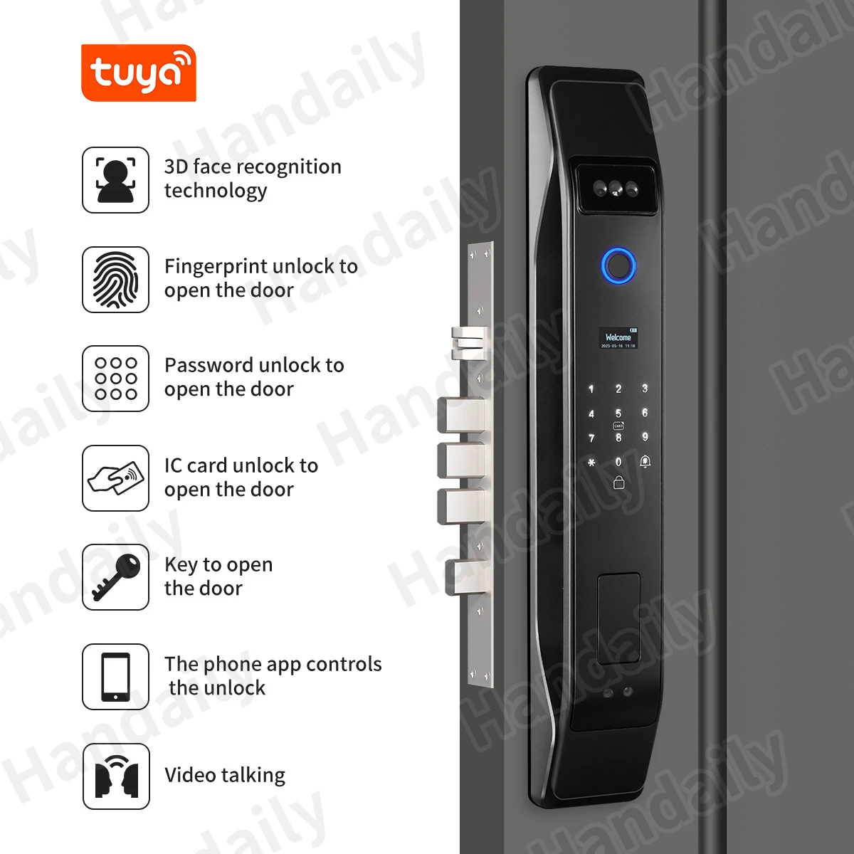 الأمن الإلكتروني تويا واي فاي سيرادورا ذكي بصمة الإصبع الرقمية التعرف على الوجه قفل الباب الذكي مع كاميرا للمنزل #2