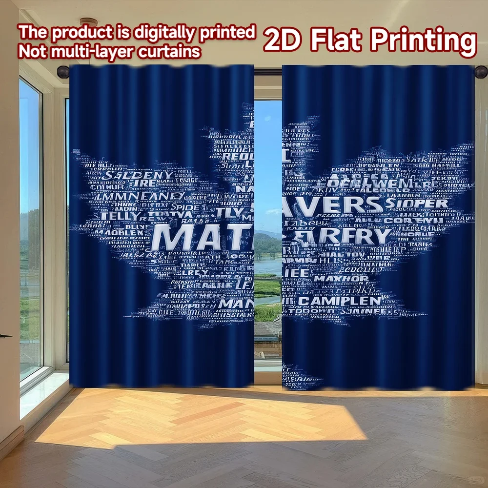 

2D flat printing 2pcs Window Curtains Maple Leaf Word(1) Digital Printed Polyester Drapes Festive Holiday Perfect for Photo