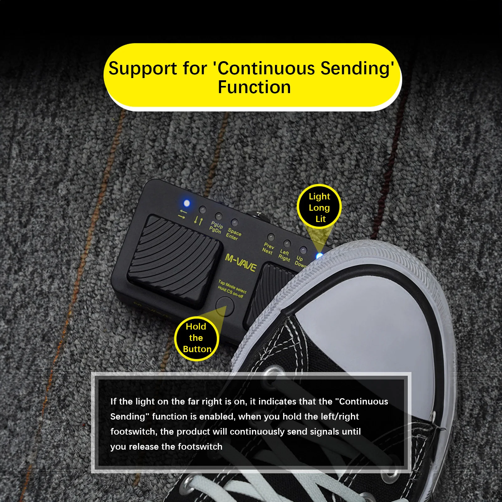 M-VAVE Cube Turner Pro Wireless BT Page Turner Silent Foot Pedal USB Rechargeable Musical Instrument Smart Phone Tablet