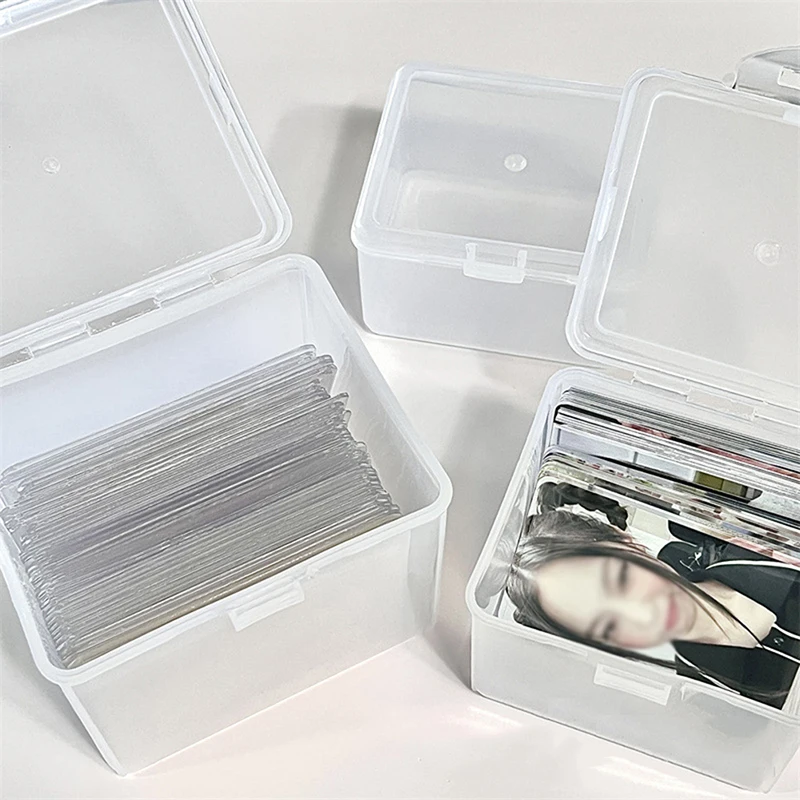 Photocards Storage Box Transparent Stickers Korea Idol Card Holder Desk Storage Organizer Classification Box Stationery