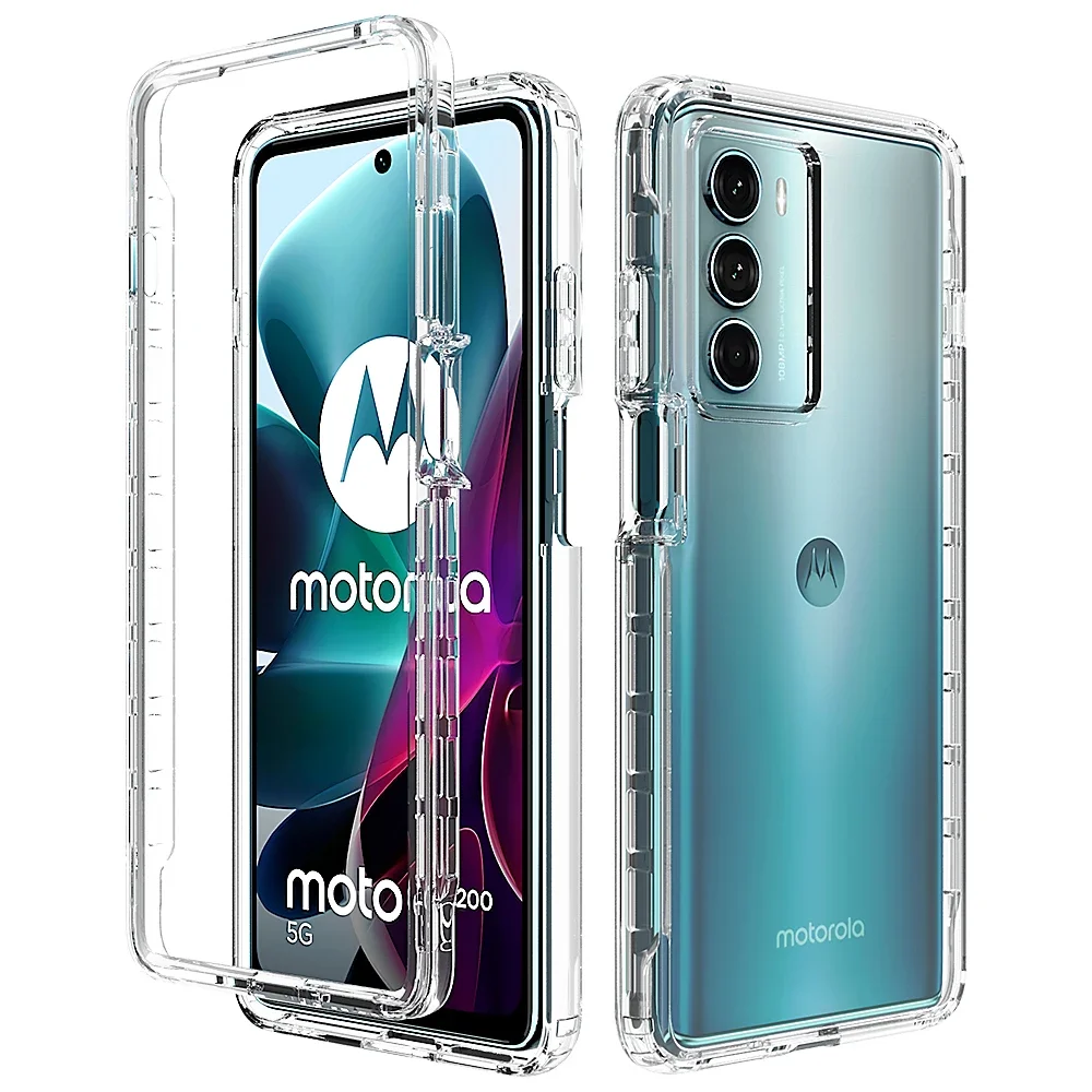 2 in 1 Rugged Armor Shockproof Case For Motorola Moto G200 5G 6.8 inches Hard Plastic Soft TPU Transparent Acrylic Back Cover