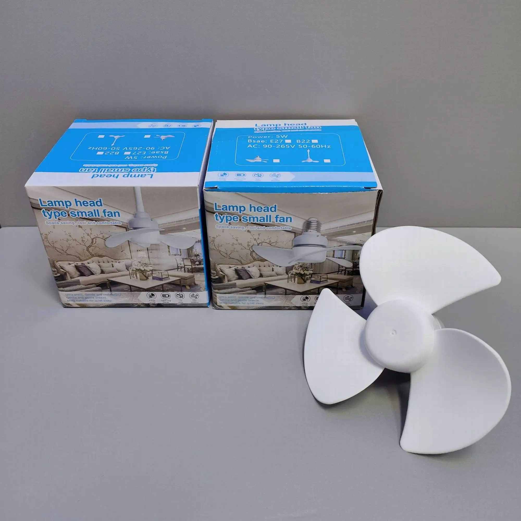 Mini Fan Tomada com Função de Escurecimento Remoto, Fan Mesa, Cozinha, Sala de estar, Estudo, Uso Doméstico, 85-265V, E27, 4Pcs