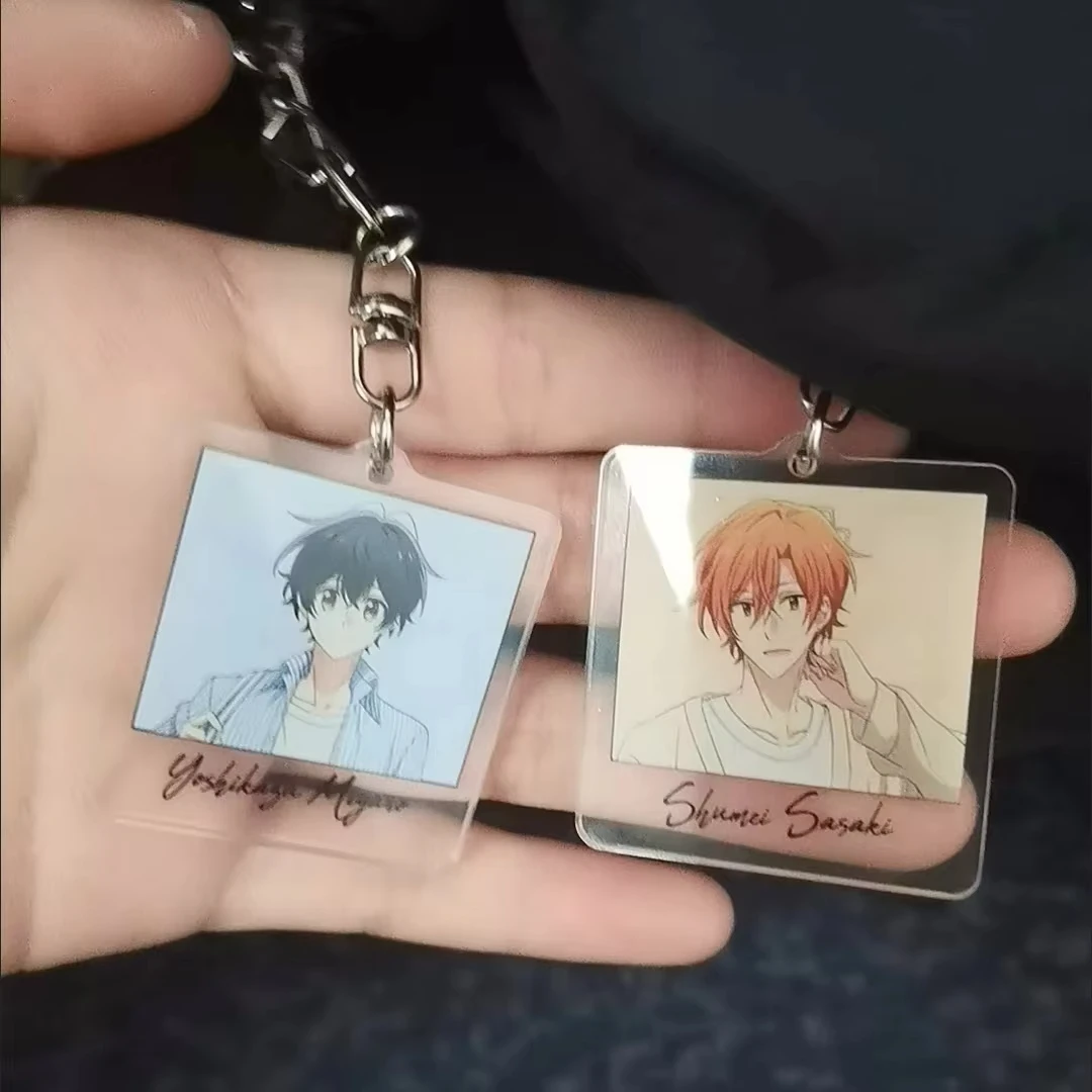 2Pcs/Set Anime Sasaki and Miyano Acrylic Keychain, Square Photo Pendant Keyring, Backpack Decor Accessories, BL Manga Fans Gifts