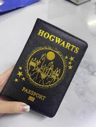 Hogwarts School Cartoon Passport Covers Holder Multi-Function ID Bank Card Women Men PU Leather Wallet Case Travel Accessories