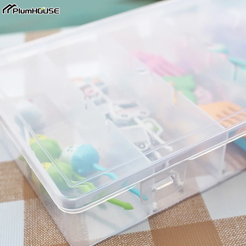 Transparent Fruit Fork Storage Box Compartment Plastic Case For Jewelry Earring Bead Screw Kids Fruit Picks Organizer Container