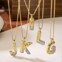 Trendy Gold/Silver Color Mixed 26 Letters Pendant Necklaces For Women Men Shiny AAA CZ Zircon Inlay Party Jewelry Gift