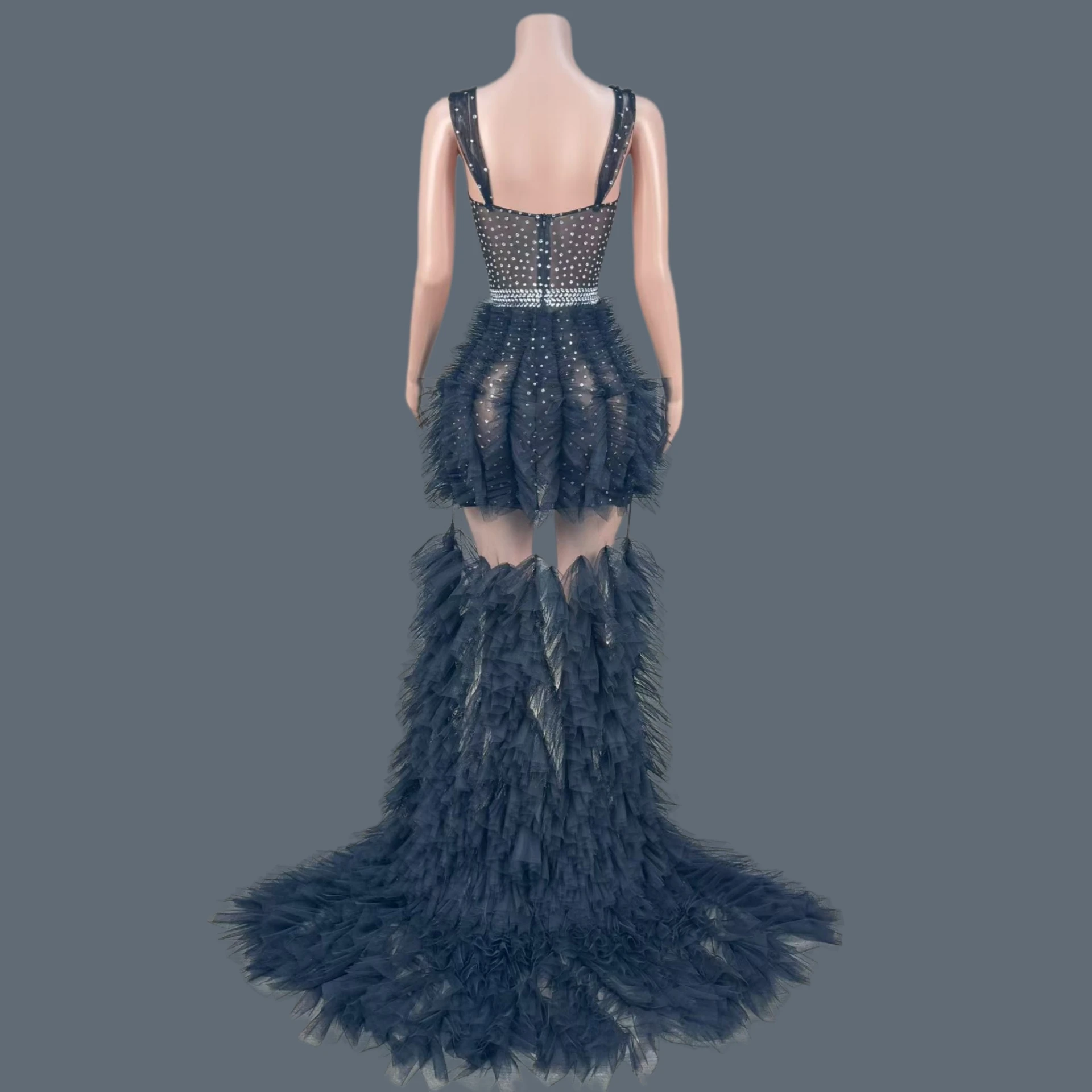 

Club Sexy Elegant See Through Mesh Evening Dress Birthday Party Photo Shoot Wear Dress Sexy Mesh Luxury Long Tail Dress Furong