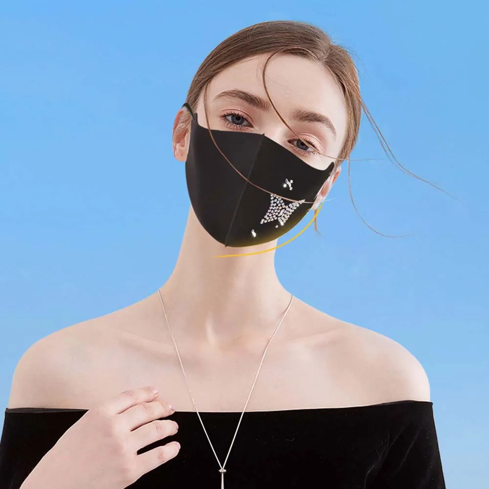 Unisex Safe Rhinestone Anti-Dust Sun protection Reusable Anti Haze Breathable Dust Mask Health Care Face Mask Face Cover